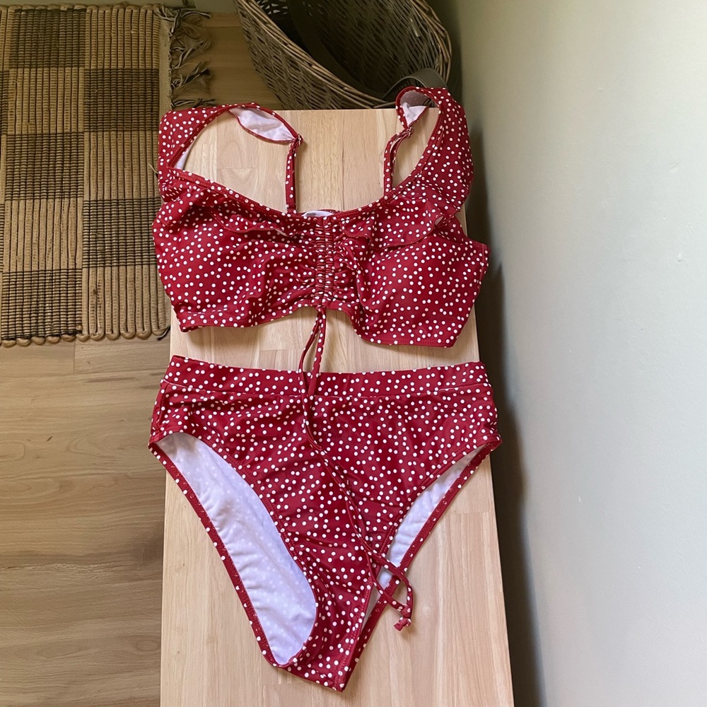 Never Worn High Waisted Red/White Polka Dot Bikini